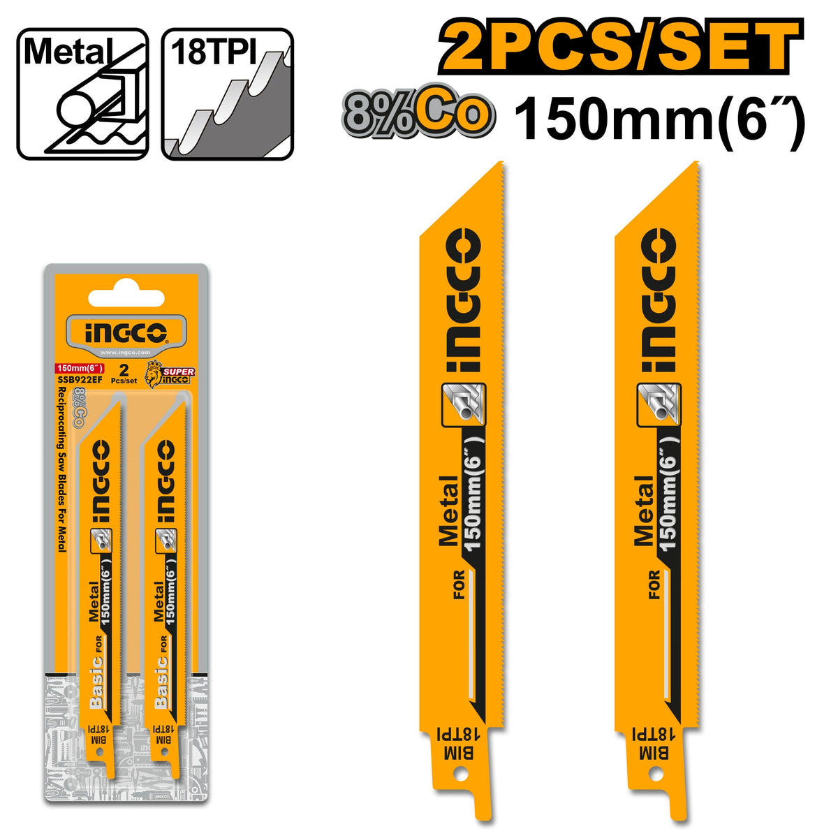 INGCO LAMES POUR SCIE SABRE 2PCS METAL [SSB922EF] – INGCO Maroc