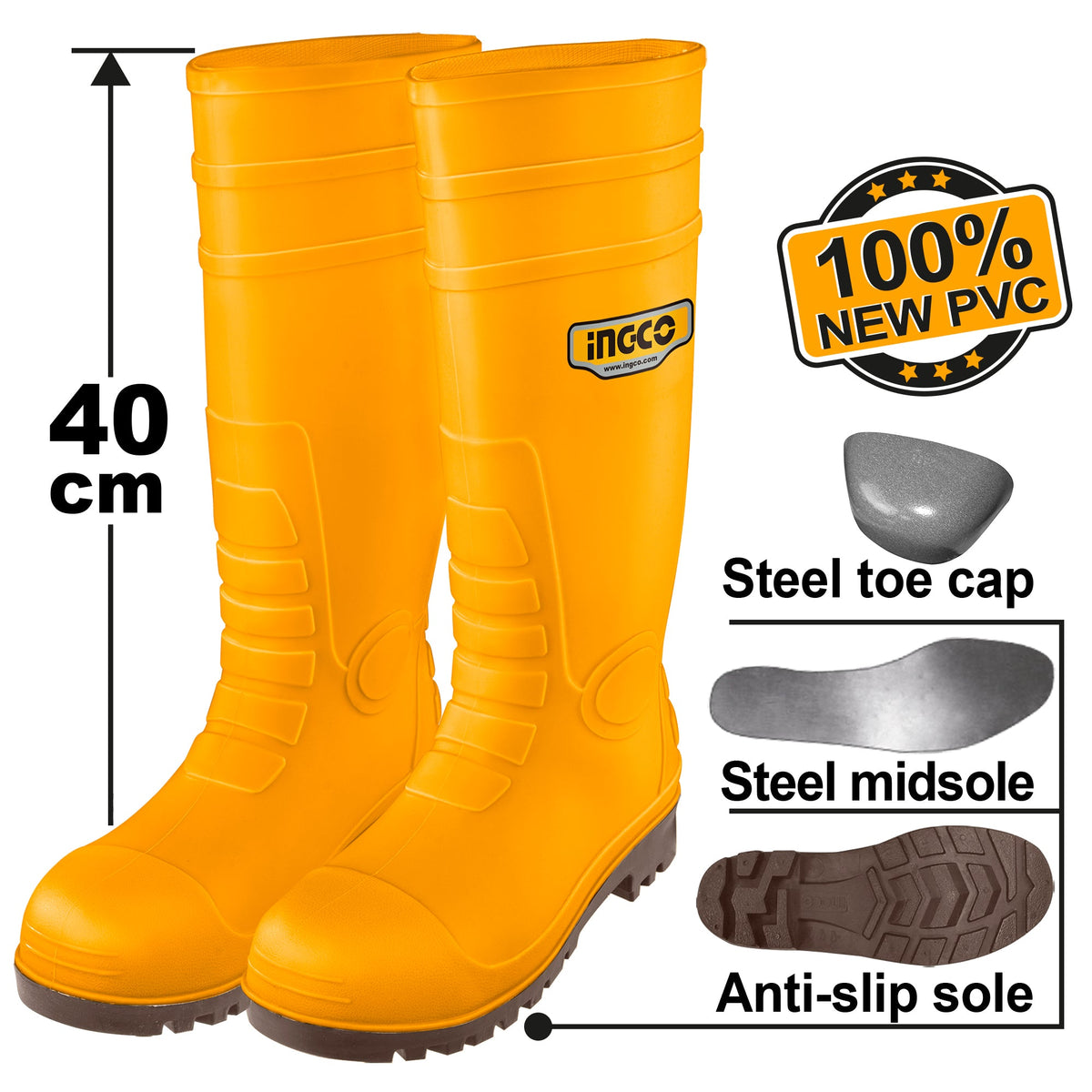 INGCO BOTTES DE SECURITE S1P TAILLE 43 [SSH092S1P.43] – INGCO Maroc