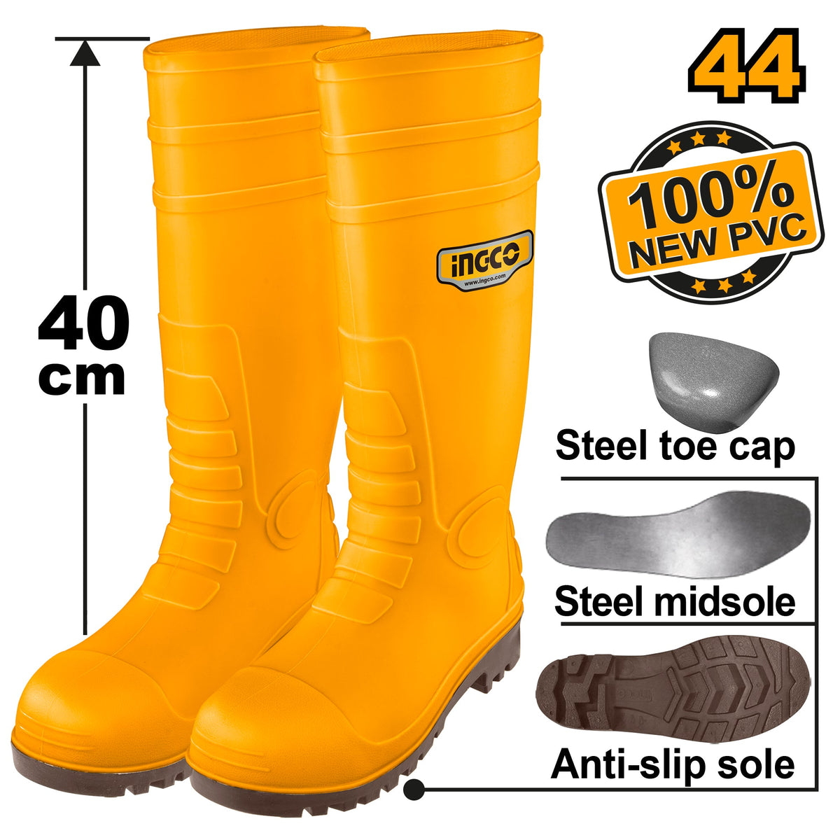 INGCO BOTTES DE SECURITE S1P TAILLE 44 [SSH092S1P.44] – INGCO Maroc