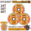 Lot de 3 lames de scie circulaire 185 mm (24, 30 et 40 dents) INGCO – TSB18503 – INGCO Maroc