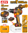 Perceuse-visseuse à percussion Brushless 42V 99Nm + 2 batteries INGCO – CIDLI429982 – INGCO Maroc