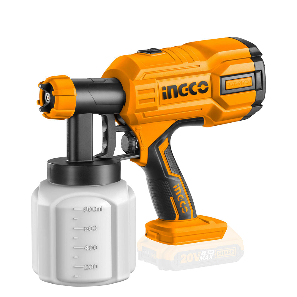 INGCO PISTOLET A PEINTURE SANS FIL 20V SANS BATTERIE ET [CSGLI2001]