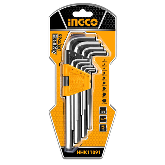 INGCO CLES HEX SET DE 9 PIECES 1.5-10MM [HHK11091]