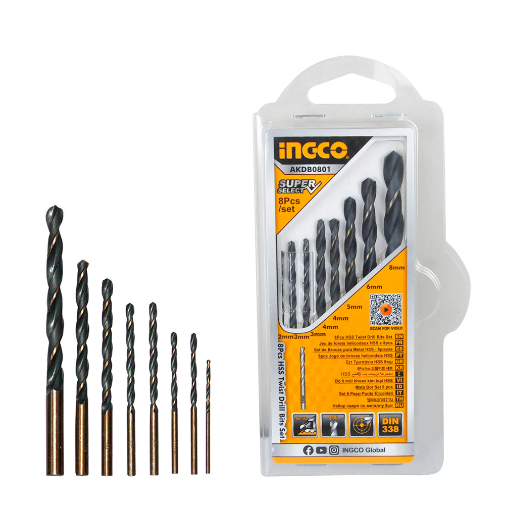 INGCO JEU DE 8 FORETS HSS NR [AKDB0801] – INGCO Maroc