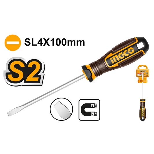 مفك براغي مشقوق SL4 × 100 مم مشقوق (مغناطيسي) HSDSL4100