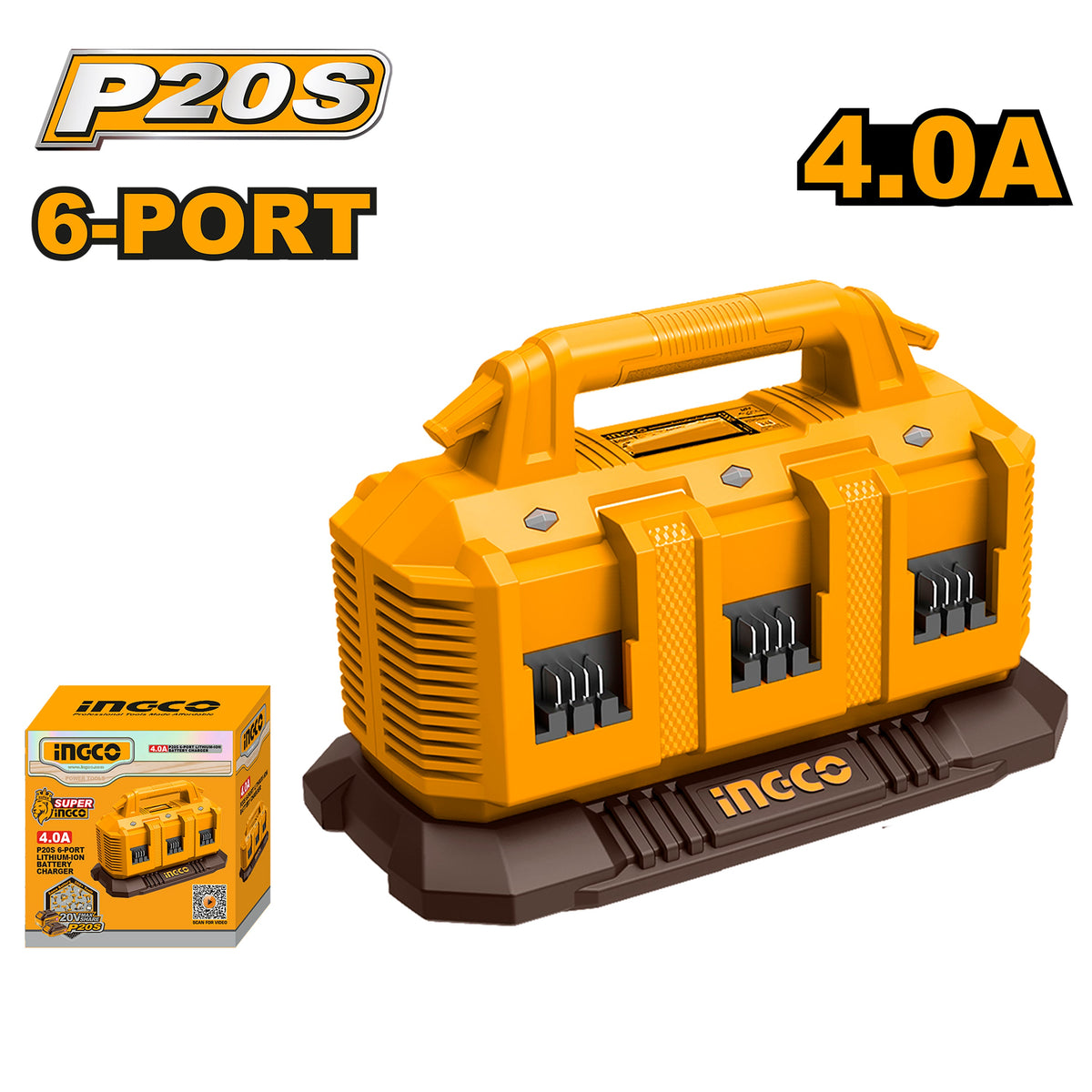 INGCO CHARGEUR A BATTERIES 20V 4AH 6PORTS [FCLI2064] – INGCO Maroc