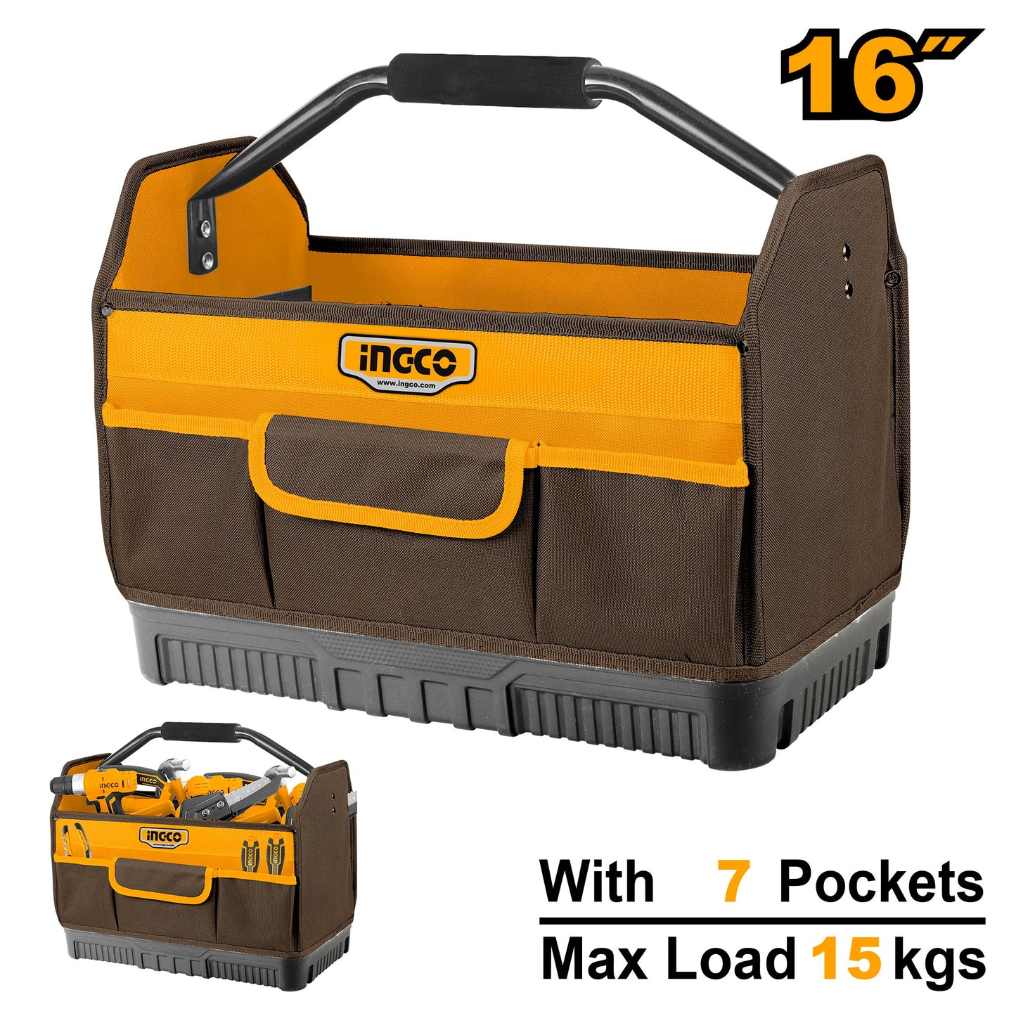 INGCO SAC A OUTILS RIGIDE 16"" POIGNEE METAL [HTBGL04]