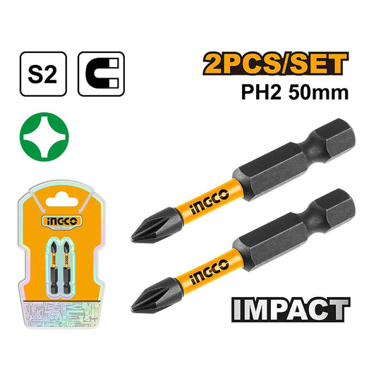 رؤوس مفكات الصدمات PH1,25 مم إلى PH2+SL6,65 مم تُباع بالطقم ING-HT
