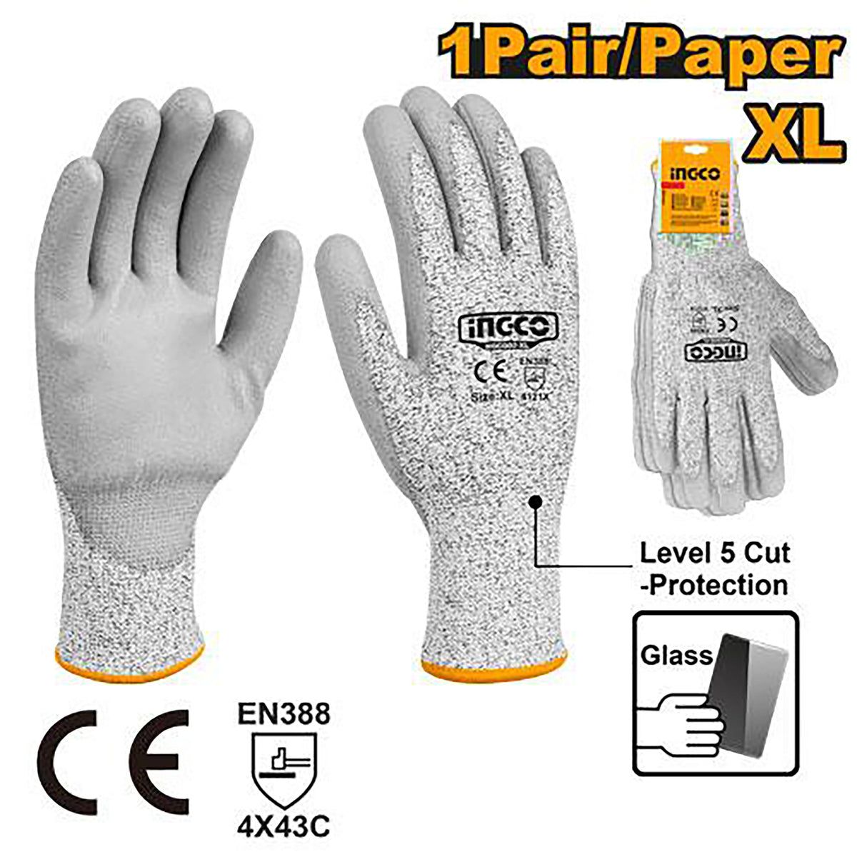 INGCO GANTS ANTI-COUPURE ET ANTI-ABRASION XL [HGCG01-XL] – INGCO Maroc
