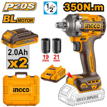 P20S/20V 1/2 pouces Lithium-ion Clé à chocs sans fil 350N.m ING-CT