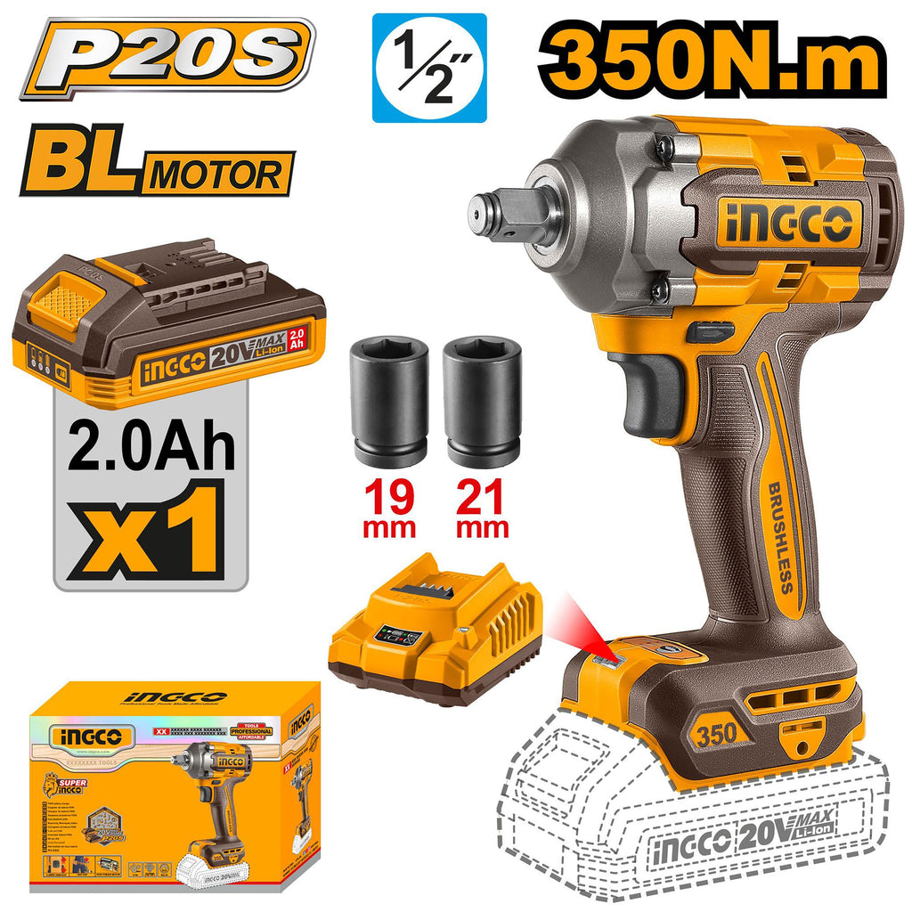 INGCO Clé à chocs sans fil P20S 20V 1/2 pouce 350N.m ING-CT – INGCO Maroc – vue 2