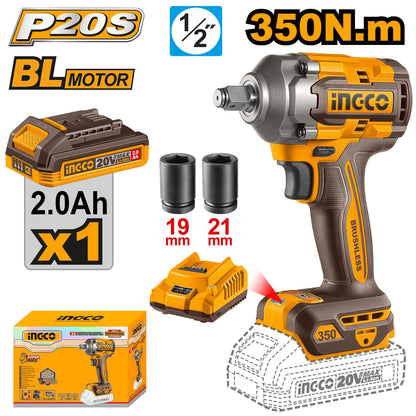P20S/20V 1/2 pouces Lithium-ion Clé à chocs sans fil 350N.m ING-CT