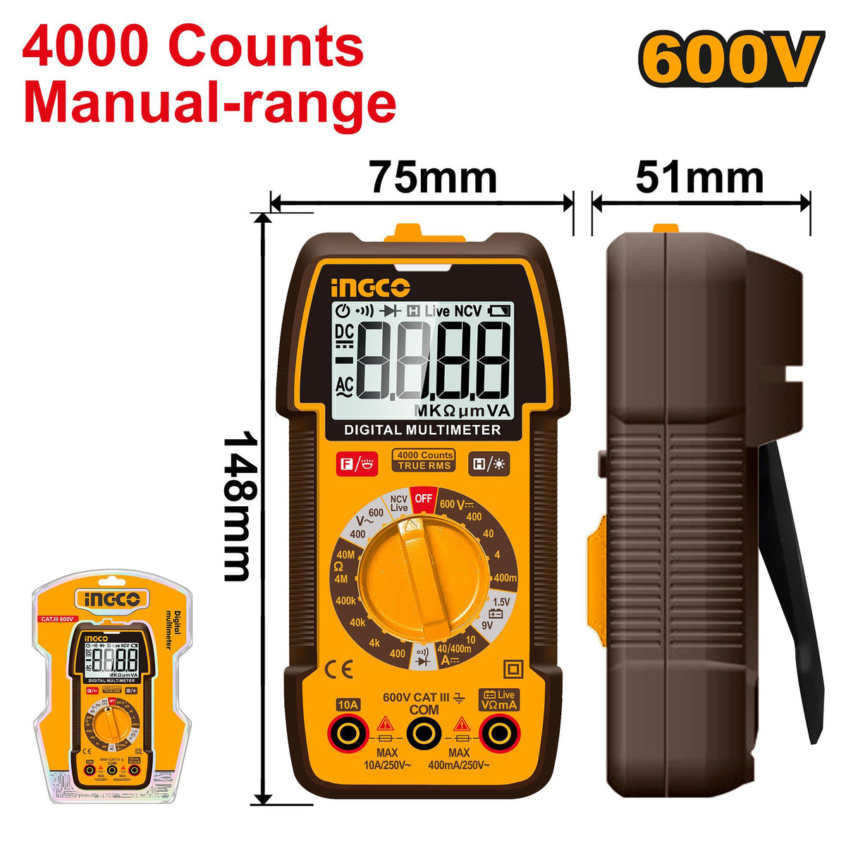 INGCO MULTIMETRE DIGITAL LCD 600V AC/DC [DM36002] – INGCO Maroc