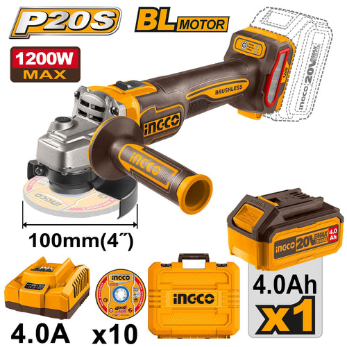 Moteur brushless P20S/20V Meuleuse d’angle sans fil au lithium-ion CAGLI2210031 ING-CT
