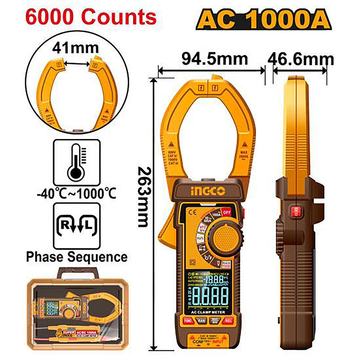 INGCO PINCE MULTIMÈTRIQUE CAT.III 1000V INGCO NR [DCM610001] – INGCO Maroc