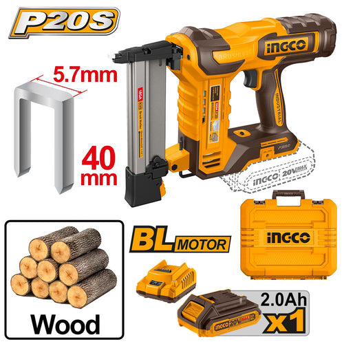 P20S / 20V 400PCS / Set Nails Lithium-Ion Moteur Brushless Kit de cloueuse de finition sans fil-40mm