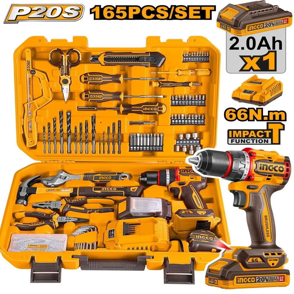INGCO COFFRET PERCEUSE 20V+164 PIECES [HKTHP11651] – INGCO Maroc