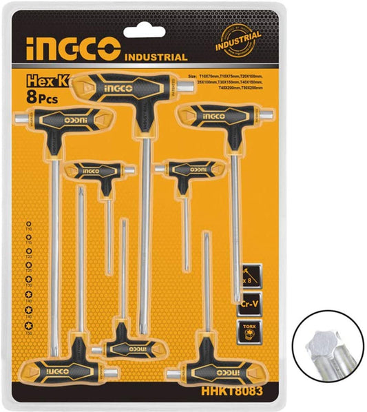 INGCO T-HANDLE TORX WRENCH SET 8 PCS [HHKT8083]