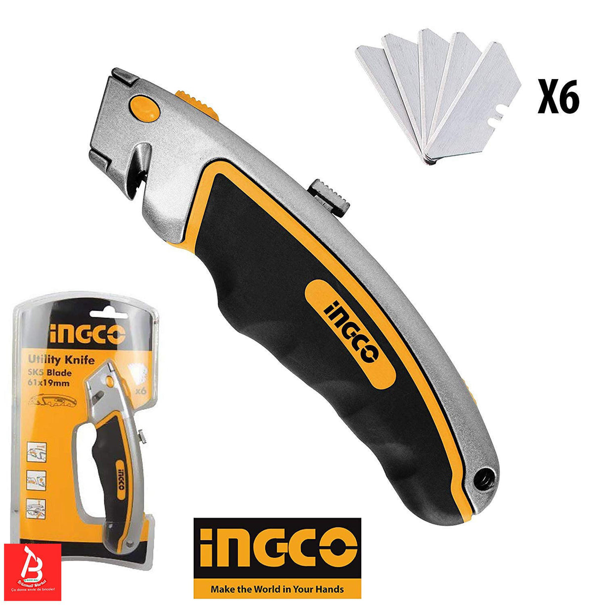 INGCO COUTEAU 61X19MM 6 LAMES [HUK611] – INGCO Maroc