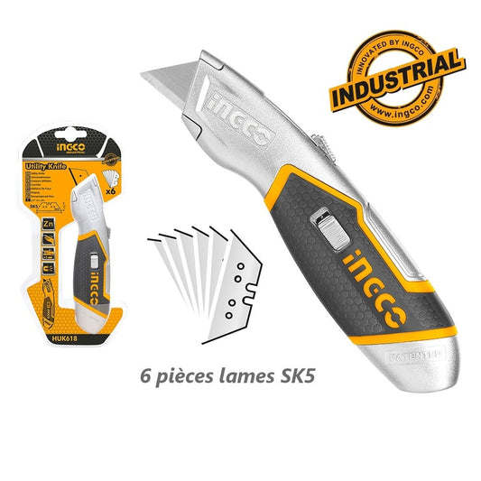 INGCO COUTEAU 61X19MM6 LAMES ZINC [HUK618]