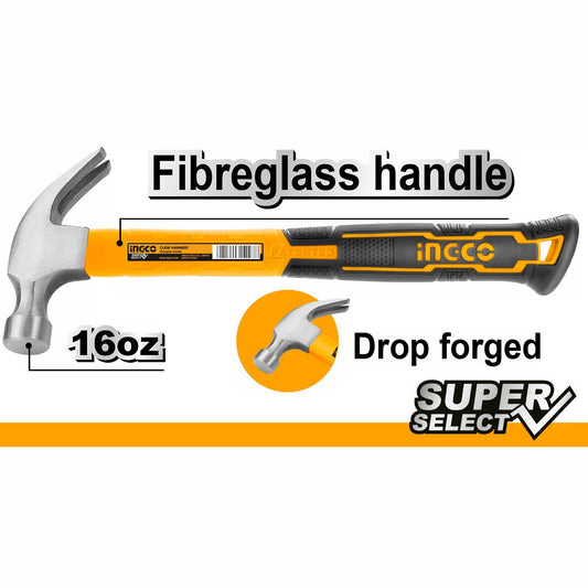 INGCO MARTEAU DE MENUISIER 450G TETE FORGEE SS [HCHS8016]