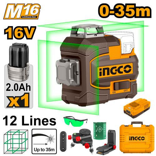 INGCO NIVEAU LASER AUTONIVELANT 3D LIGNES VERTES 16V [HLL301201] – INGCO Maroc