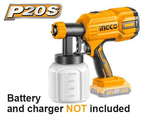 INGCO PISTOLET A PEINTURE SANS FIL 20V 1 BATTERIE ET CHARGEUR [CSGLI2001-1] – INGCO Maroc