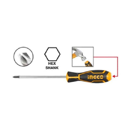 INGCO TOURNEVIS A ZONE DE FRAPPE PH2 6*150 MM [HGTS68PH2150]