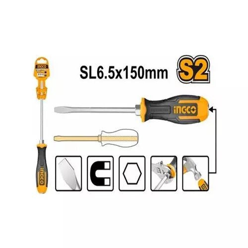 INGCO TOURNEVIS A ZONE DE FRAPPE VIS A FENTE 6*150 MM [HGTS686150]