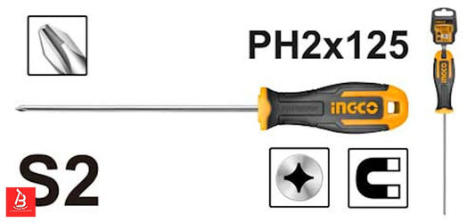 INGCO TOURNEVIS PHILLIPS PH2 D: 6MM L:125 NR [HS68PH2125]