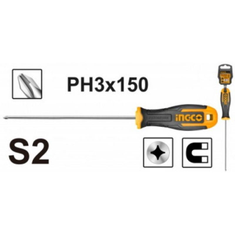 INGCO TOURNEVIS PHILLIPS PH3 Dï¼š8.0MM LRï¼š150 [HS68PH3150]