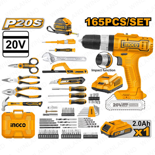 INGCO COFFRET PERCEUSE 20V+164 PIECES [HKTHP11651]