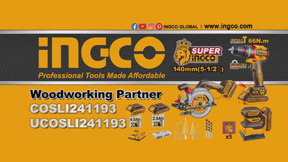 INGCO PACK DE 3 MACHINES VISSEUSE/SCIE CIRCULAIRE/PONCEUSE INGCO 2 BATT 2AH/4AH [COSLI241193]