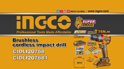 INGCO PERCEUSE VISSEUSE 20V 76NM 2 BATT BRUSHLESS [CIDLI20768]