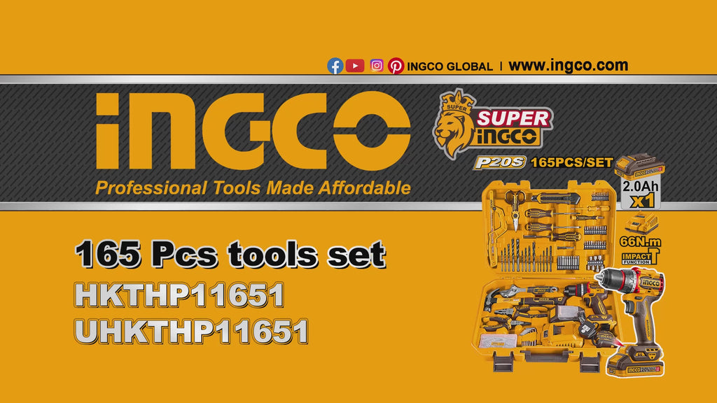 INGCO COFFRET PERCEUSE 20V + 164 PIECES [HKTHP11651]