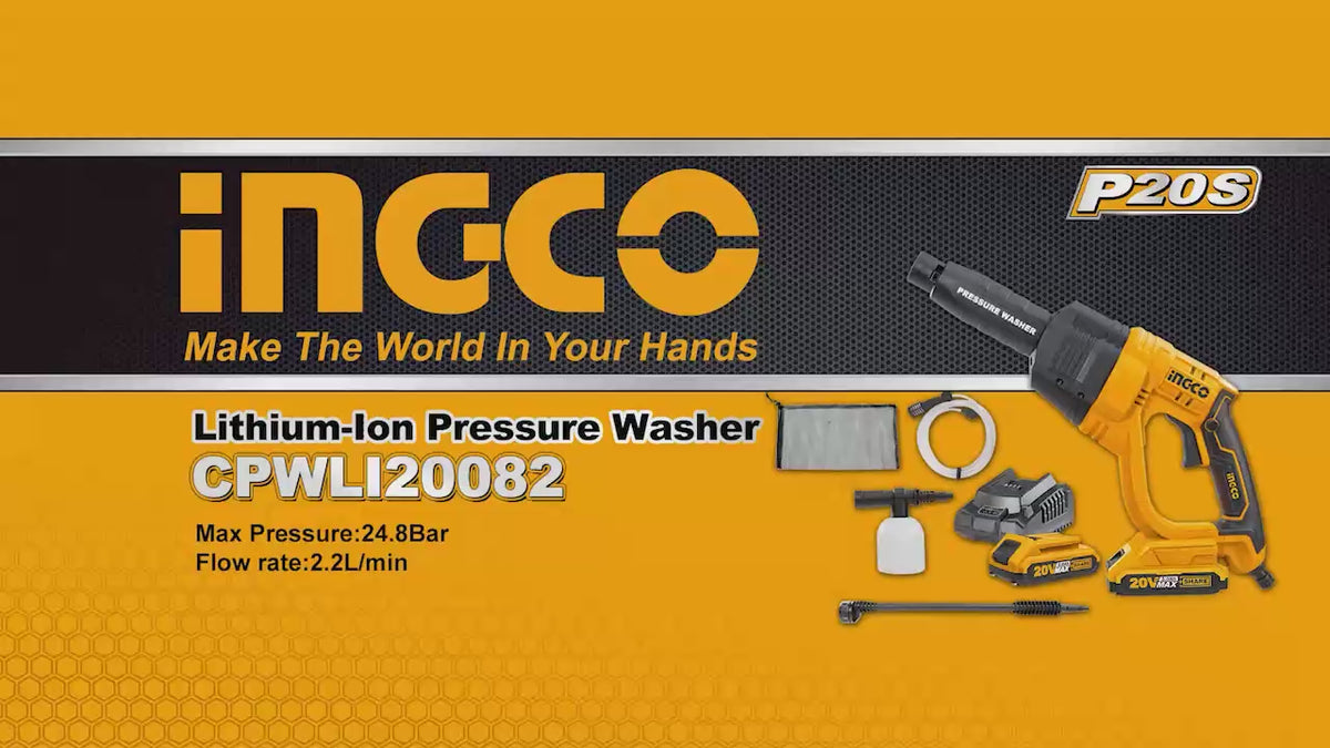 INGCO NETTOYEUR HAUTE PRESSION LITHIUM 20V 25 BARS [CPWLI20082]