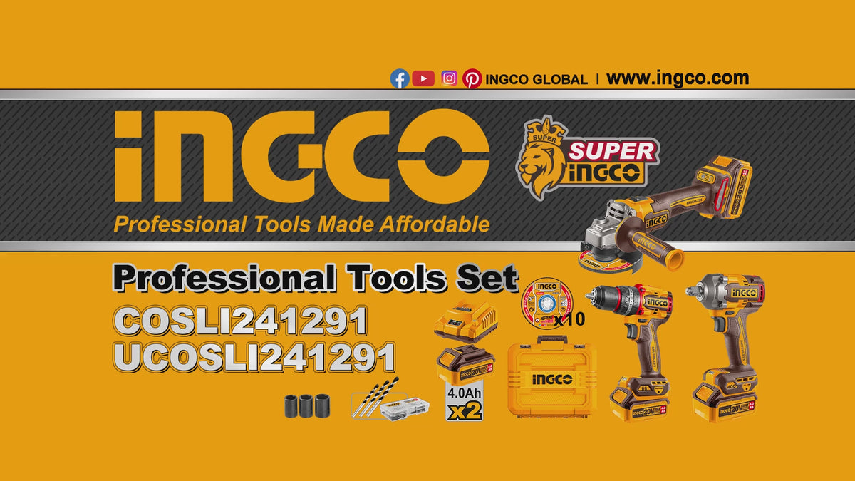 INGCO PACK PERCEUSE + MEULEUSE + BOULONNEUSE BRUSHLESS 20V [COSLI241291]