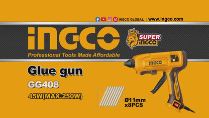 INGCO PISTOLET A COLLE 250W + 8 BATONS COLLE [GG408]