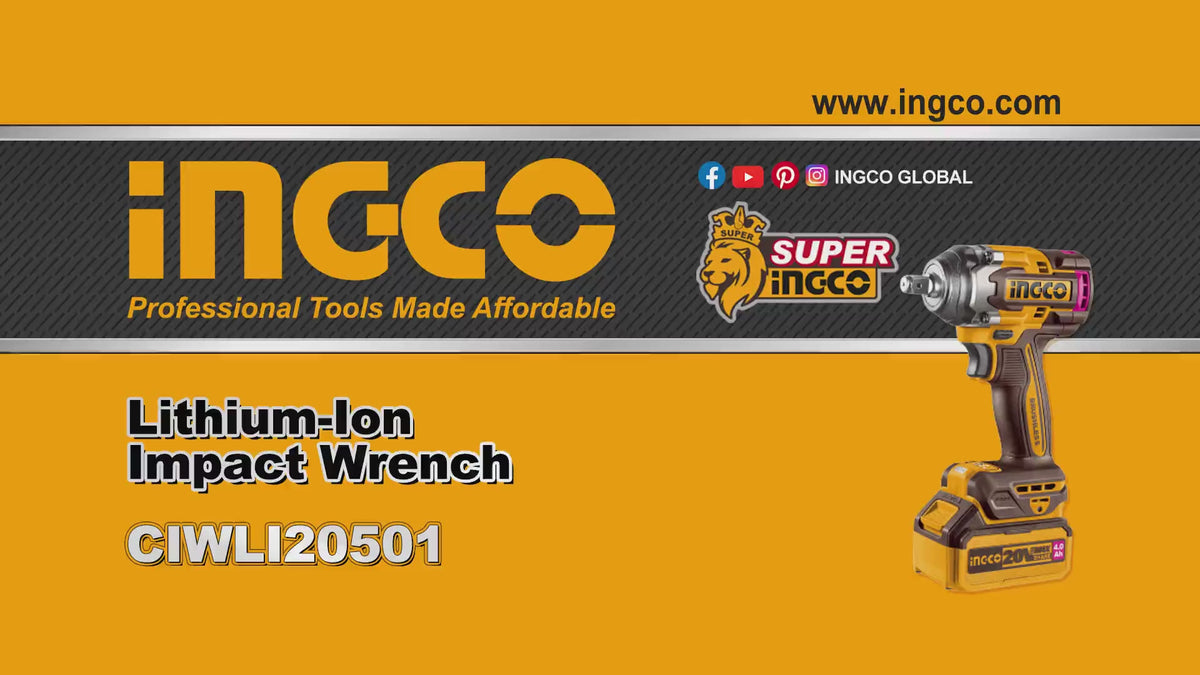 INGCO BOULONNEUSE A CHOC 500NM SANS CHARBON 20V + 2 BATTERIES SI [CIWLI2050]