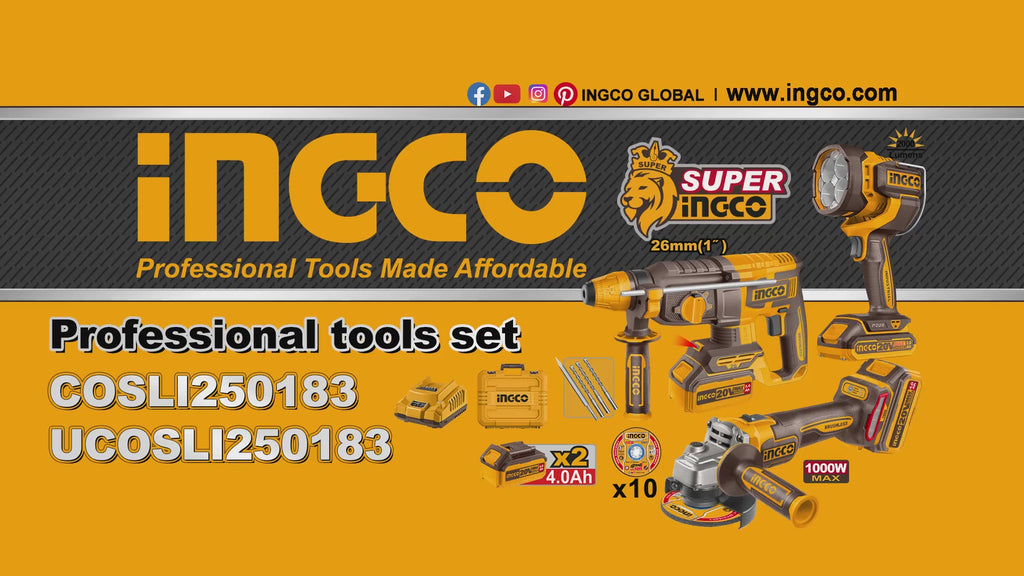 INGCO KIT COMBINÉ SANS FIL 3 PIÈCES [COSLI250183]