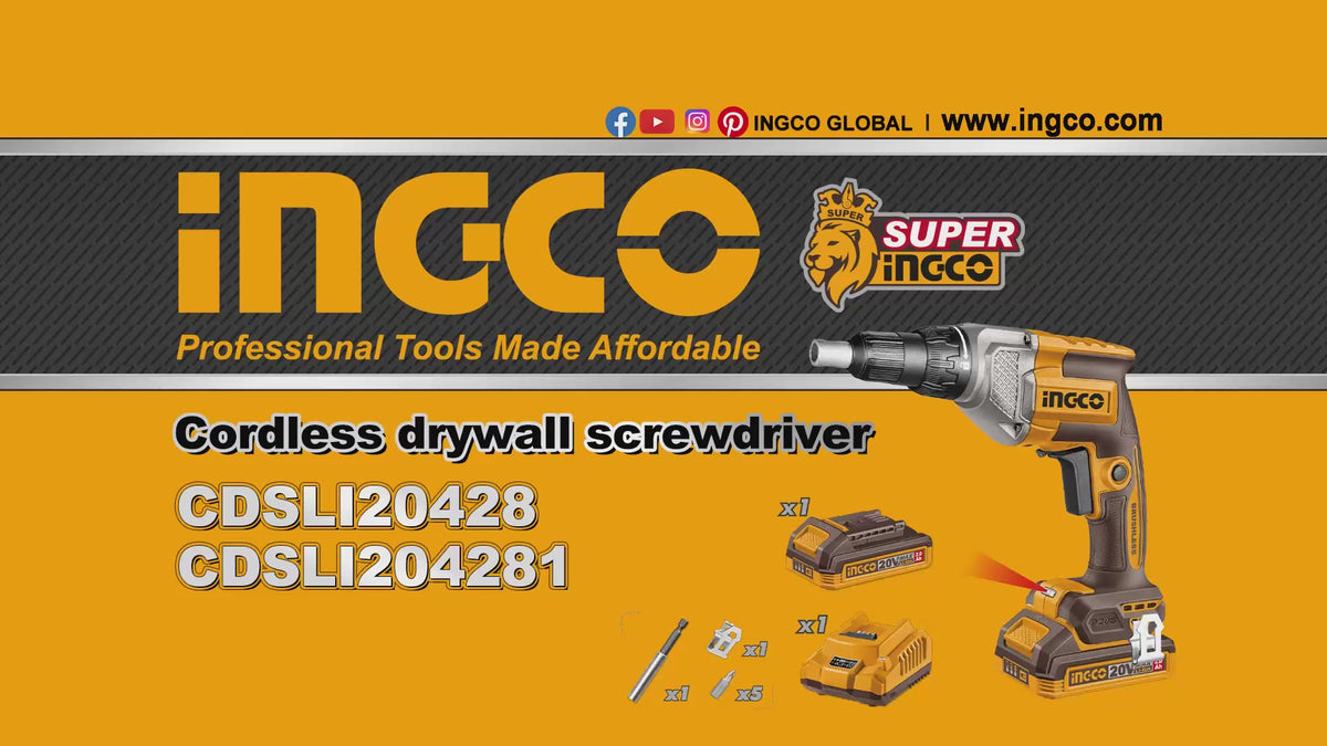 INGCO VISSEUSE PLAQUISTE 20V + 1 BATTERIE 2.0AH + CHARGEUR [CDSLI204281]