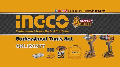 INGCO PACK 2 MACHINES VISSEUSE BRUSHLESS 66NM + BOULONNEUSE 20V [CKLI20275]