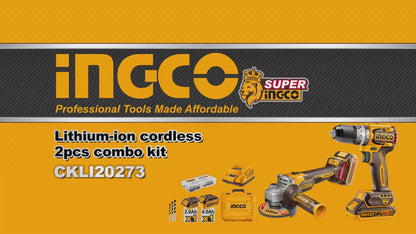 INGCO PACK 2 MACHINES MEULEUSE+VISSEUSE 66NM 20V 2X4AH [CKLI20273]