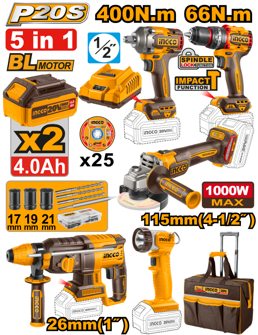 PACK VALISE DE 5 MACHINES 20V [CKLI2059]