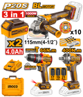 INGCO PACK 3 MACHINES MEULEUSE VISSEUSE BOULONNEUSE 20V [COSLI2412291] – INGCO Maroc