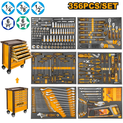 INGCO SERVANTE A 7 TIROIRS + 356 PIECES [HTCS273561] – INGCO Maroc