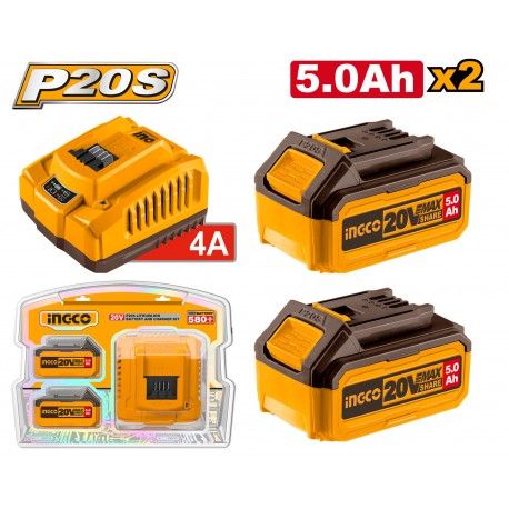 INGCO PACK 2 BATTERIE + CHARGEUR 5Ah [FBCPK1525]