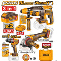 Kit perforateur, meuleuse et perceuse sans fil Brushless 20V 66Nm avec batteries INGCO – COSLI241198 – INGCO Maroc